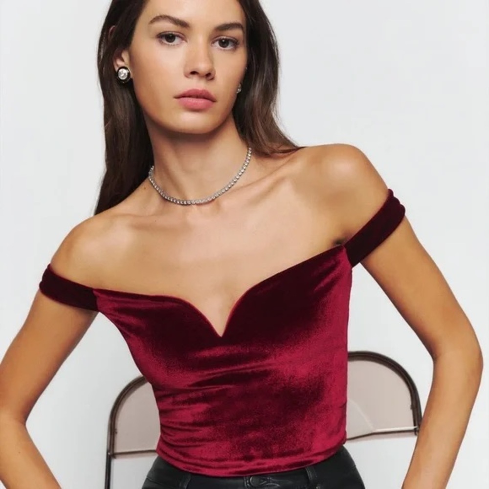 NWT Reformation Andria Velvet Top